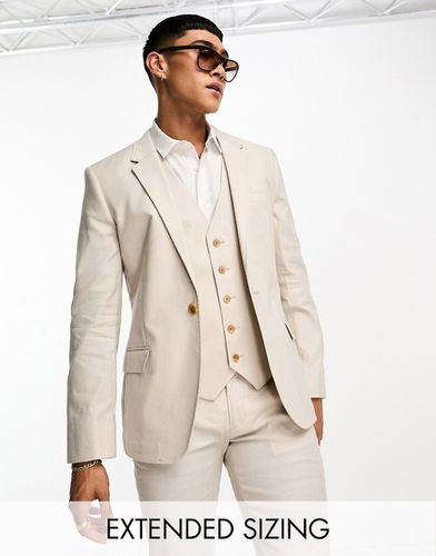 Veste de costume ajustée en lin mélangé - Taupe - Asos Design - Modalova