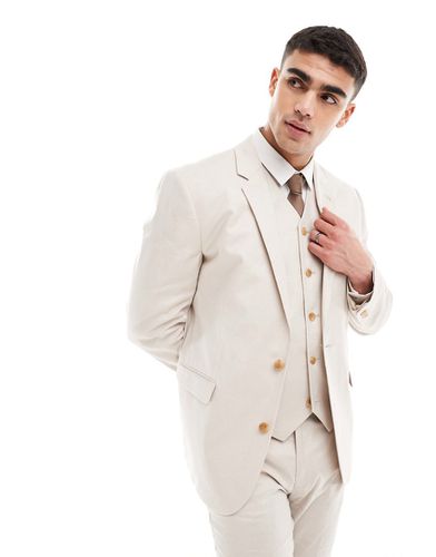 Veste de costume ajustée en lin mélangé - Taupe - Asos Design - Modalova