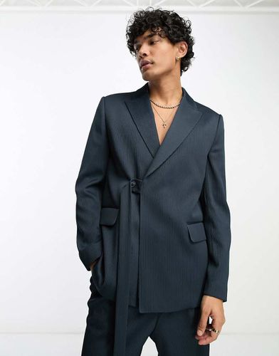 Veste de costume ajustée en tissu plissé avec ceinture - Asos Design - Modalova