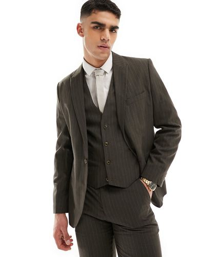 Veste de costume coupe slim à rayures fines - Marron - Asos Design - Modalova