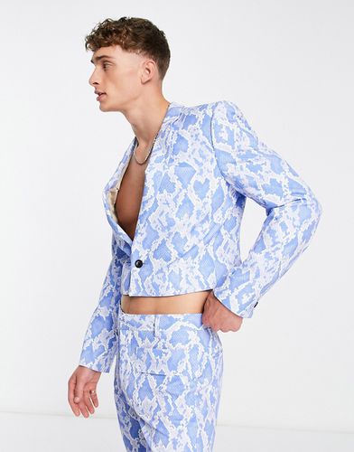 Veste de costume courte à imprimé serpent - Bleu - Asos Design - Modalova