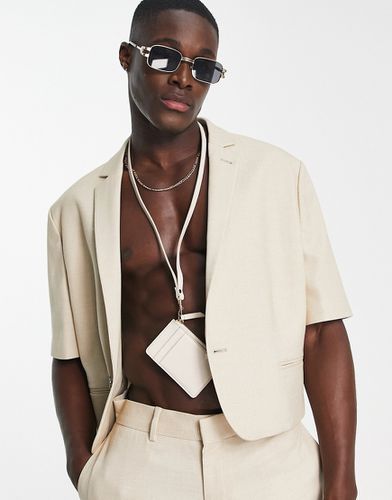 Veste de costume oversize à manches courtes en tissu micro-texturé - Écru - Asos Design - Modalova