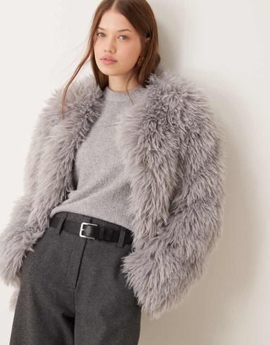 Veste en fausse fourrure de Mongolie - Gris - Asos Design - Modalova