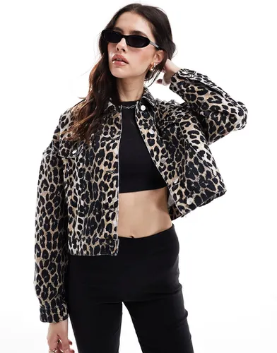 Veste en jean style western à imprimé léopard - Asos Design - Modalova