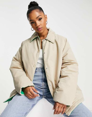 Veste matelassée réversible avec doublure - Taupe et vert - Asos Design - Modalova