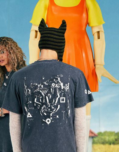 X Squid Game: le défi - T-shirt unisexe à imprimé au dos - Noir délavé - Asos Design - Modalova