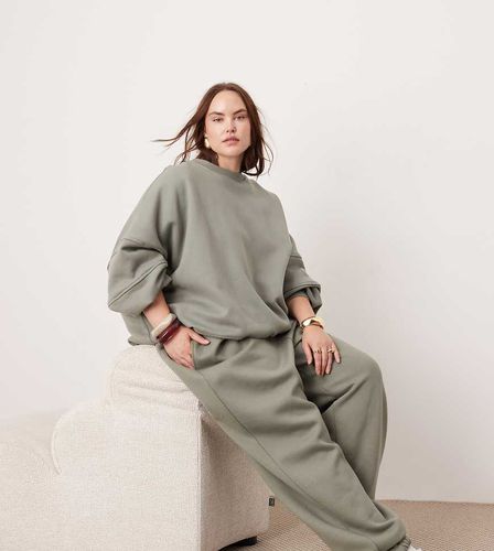 Curve - Pantalon de jogging épais oversize de qualité supérieure - olive - Asos Edition - Modalova