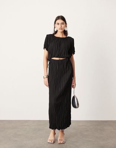 Jupe d'ensemble longueur mollet en tissu plissé texturé - Noir - Asos Edition - Modalova