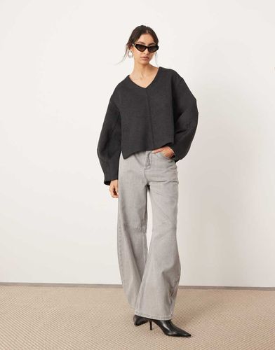 Pull coupe carrée ajustée en laine mélangée avec coutures épurées - Anthracite - Asos Edition - Modalova