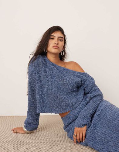 Pull court d'ensemble en maille fine à épaules dénudées et détail torsadé - Bleu ardoise - Asos Edition - Modalova