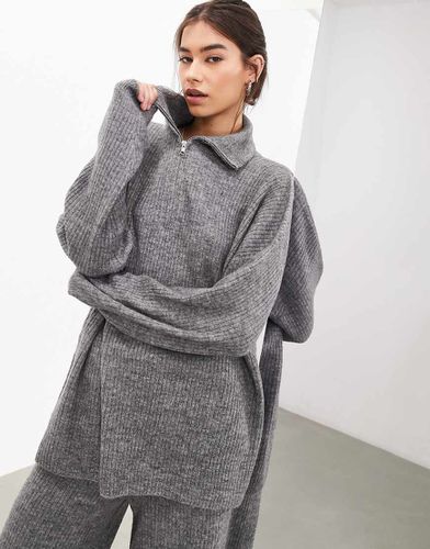 Pull d'ensemble en maille côtelée à col zippé - clair - Asos Edition - Modalova