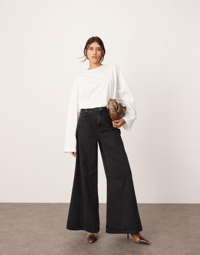 Reece - Jean large à taille haute - Noir délavé - Asos Edition - Modalova