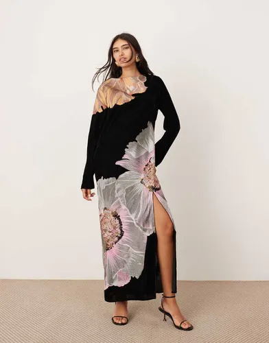 Robe longue en velours à fleurs brodées - Asos Edition - Modalova