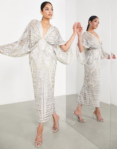 Robe mi-longue ornée de perles et de sequins à manches kimono - Asos Edition - Modalova