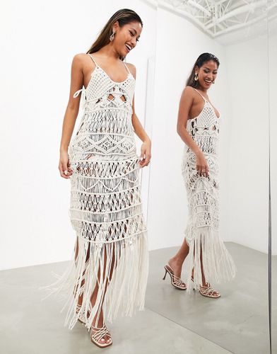 Robe mi-longue en macramé à bretelles fines - Asos Edition - Modalova