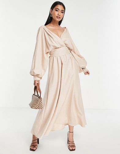 Robe portefeuille mi-longue à épaules dénudées et ceinture - Taupe - Asos Edition - Modalova