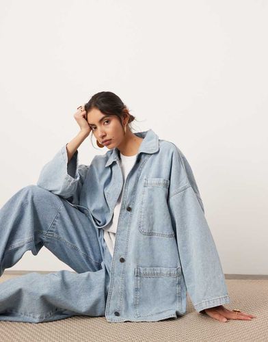 Surchemise oversize coupe masculine en jean - délavé - Asos Edition - Modalova