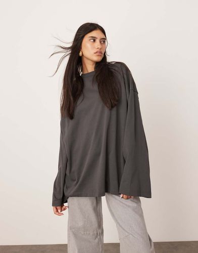 T-shirt à manches longues oversize en coton de qualité supérieure - Anthracite - Asos Edition - Modalova