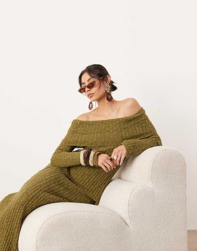 Top d'ensemble en maille à manches longues et encolure bardot rabattue - Vert - Asos Edition - Modalova