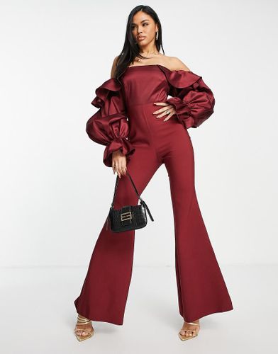 Combinaison satinée à encolure bardot - Lie-de-vin - Asos Luxe - Modalova