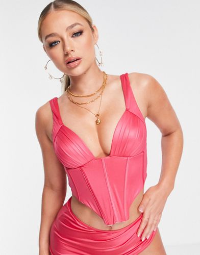 Haut de bikini style corset en satin - vif - Asos Luxe - Modalova