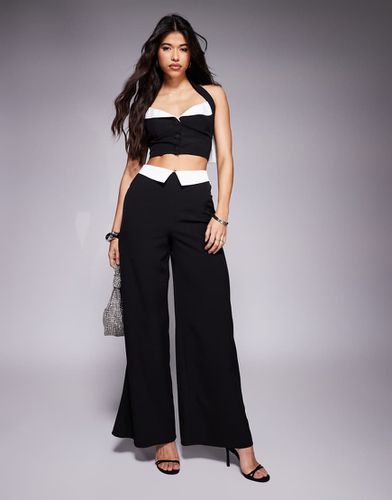 Pantalon ample d'ensemble en satin avec détail contrastant - Noir - Asos Luxe - Modalova