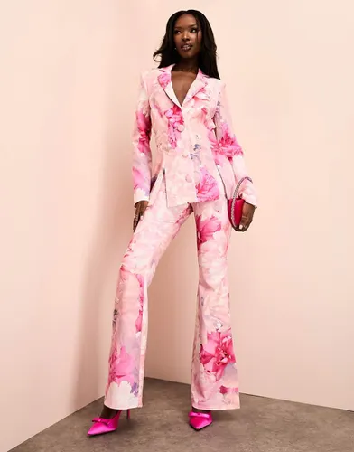 Pantalon d'ensemble de costume à imprimé fleurs - Rose - Asos Luxe - Modalova