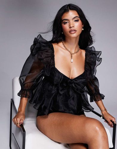 Top babydoll en organza avec détails noués - Asos Luxe - Modalova