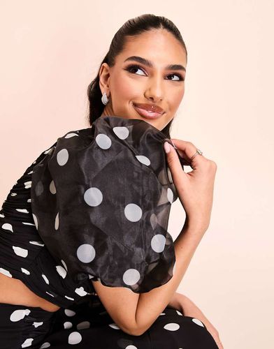 Top d'ensemble asymétrique en organza à pois et manche bouffante - Noir et blanc - Asos Luxe - Modalova