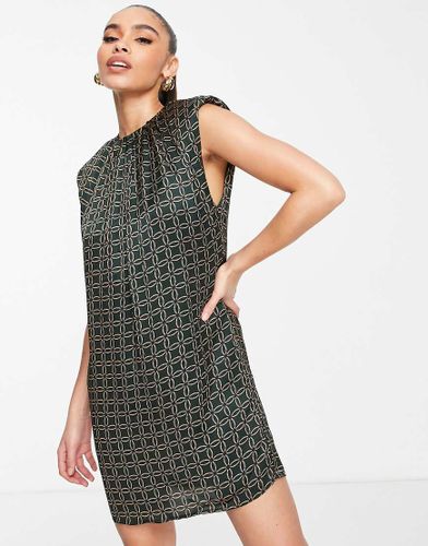 Robe droite courte sans manches à imprimé géométrique - Ax Paris - Modalova