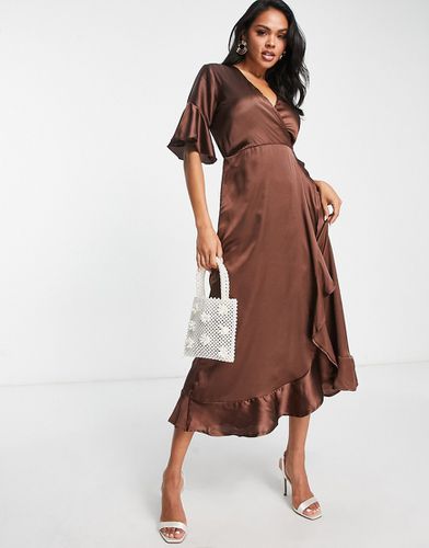 Robe portefeuille en satin - Ax Paris - Modalova