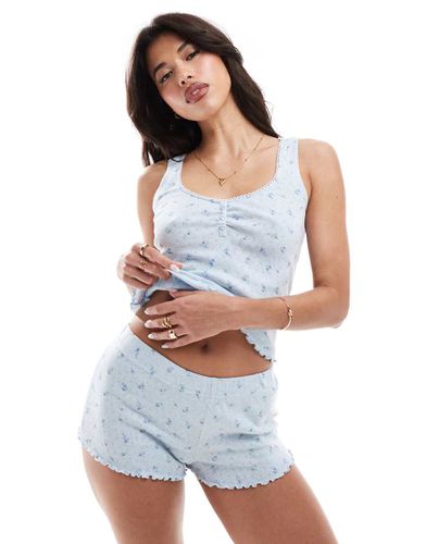 Ensemble de pyjama caraco et short à petites fleurs en maille pointelle - Boux Avenue - Modalova