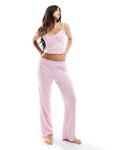 Pyjama côtelé avec pantalon ample et caraco à imprimé étoiles - Boux Avenue - Modalova
