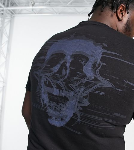 Plus - T-shirt à imprimé tête de mort avec interférences au dos - Noir et vert - Bolongaro Trevor - Modalova