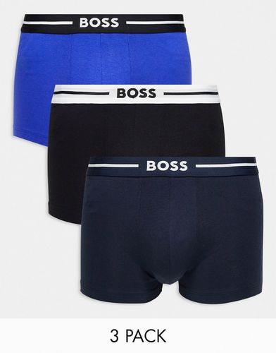 Lot de 3 boxers graphiques - Noir, bleu et bleu marine - Boss Bodywear - Modalova