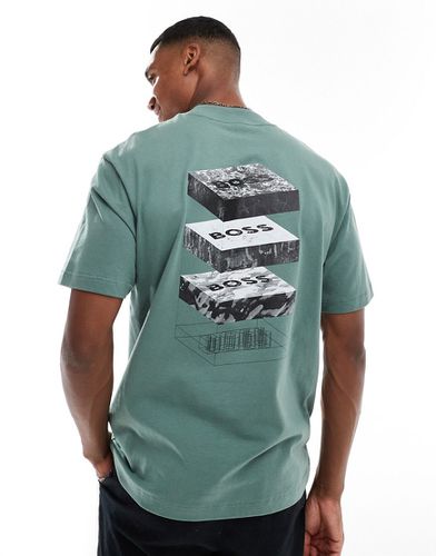 Geological - T-shirt classique à imprimé devant et au dos - Boss Orange - Modalova