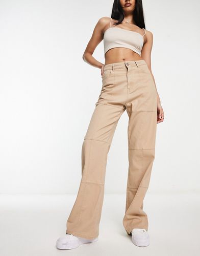 Pantalon ajusté style années 90 à taille haute et surpiqûres - Crème - Bailey Rose - Modalova