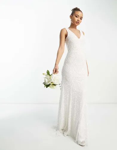 Robe de mariée longue ornementée avec traîne - Beauut - Modalova