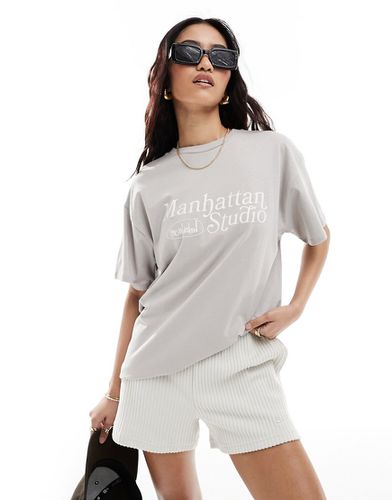 T-shirt oversize à motif Manhattan - clair - Bershka - Modalova