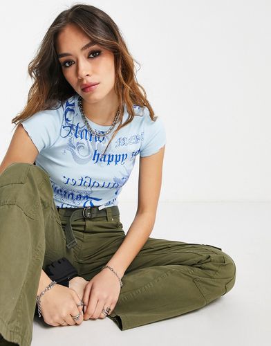 T-shirt crop top à inscription graphique - Bershka - Modalova