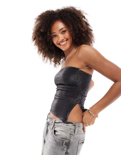 Top bandeau pailleté froncé sur le côté - Bershka - Modalova