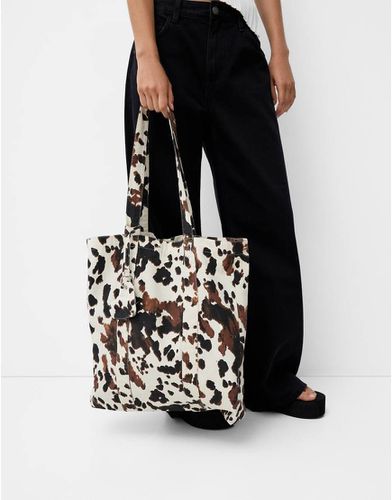 Tote bag imprimé vache - Marron - Bershka - Modalova