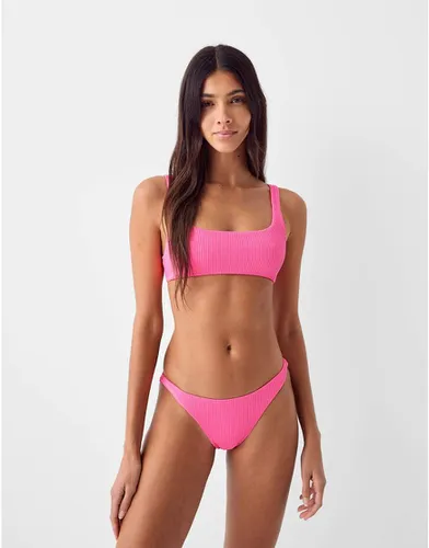 Bas de bikini d'ensemble froissé - vif - Bershka - Modalova