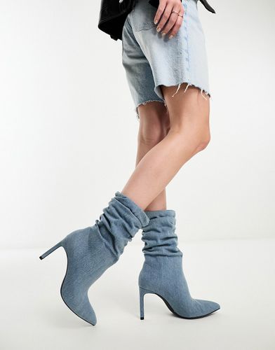 Bottes souples à talon en jean - Bershka - Modalova