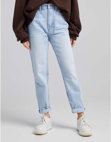 Bershka - Jean mom délavé-Bleu - Bershka - Modalova