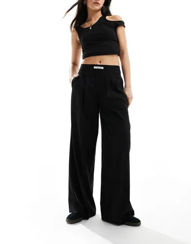 Pantalon ample à taille large - Noir - Bershka - Modalova