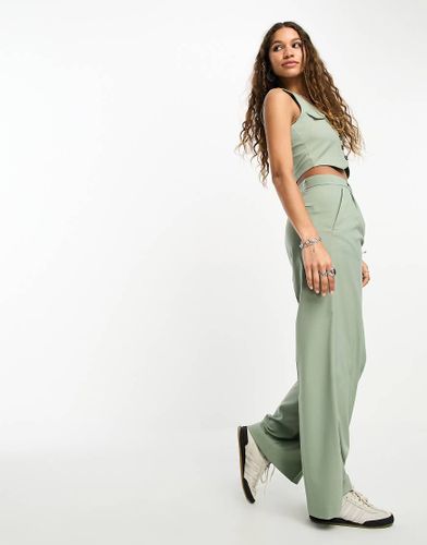 Pantalon ample d'ensemble coupe ajustée à taille haute - Sauge - Bershka - Modalova