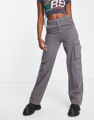 Pantalon cargo avec cordon de serrage à la taille - foncé - Bershka - Modalova