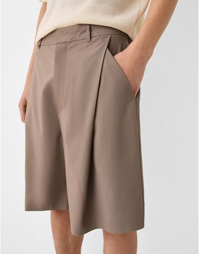 Pantalon large habillé - Marron - Bershka - Modalova