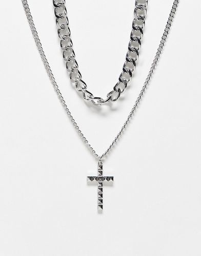 Parure de collier chaîne avec pendentif croix - Bershka - Modalova